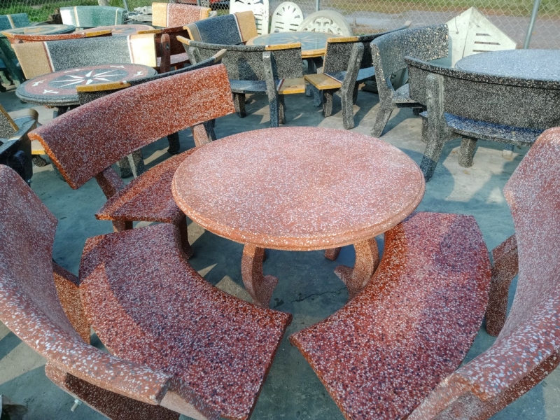 Khuôn Bàn ghế giả đá granito tròn composite